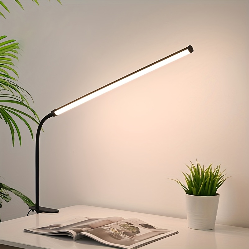 TEMU 1pc Adjustable Fashion Minimalist Clip-on Desk Lamp, 10 Adjustable Brightness Levels, 3 Light , Usb Powered, 360° Rotatable Reading Lamp, ,