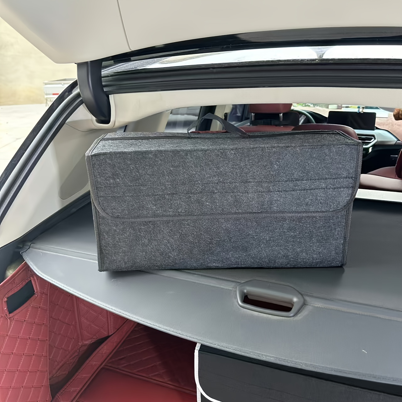 

Organiseur de coffre de voiture en feutre épais de qualité supérieure, boîte de rangement pliable spacieuse, sac de rangement pour voiture avec poignée