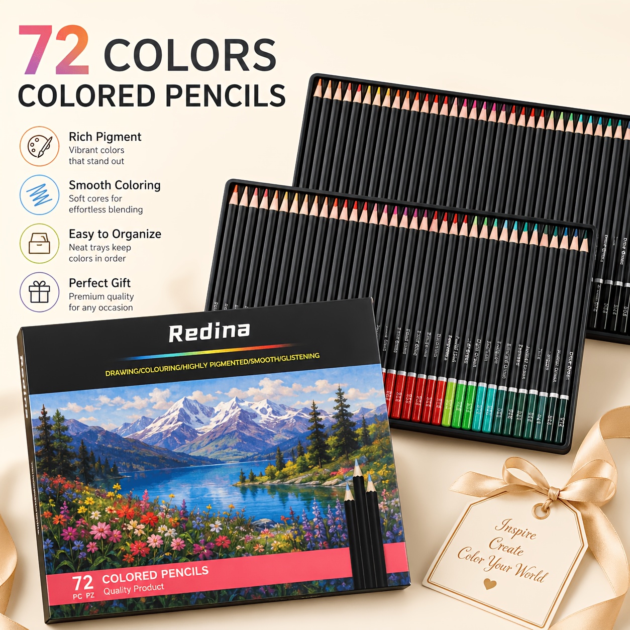 Image of 72 Colored Pencil Set, Rich In Pigments, Mixed, Oil-based Art Pencils, Used As A Item For Beginners In Painting, Sketching, And Artists