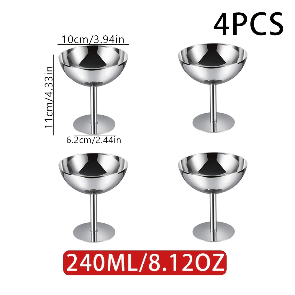 E-shop 4er-Set Edelstahl Schüsseln | Kreative Obst, Dessert, Pudding- und Eisbecher, Rostbeständig, Polierte Metalloberfläche, Marke HACLON