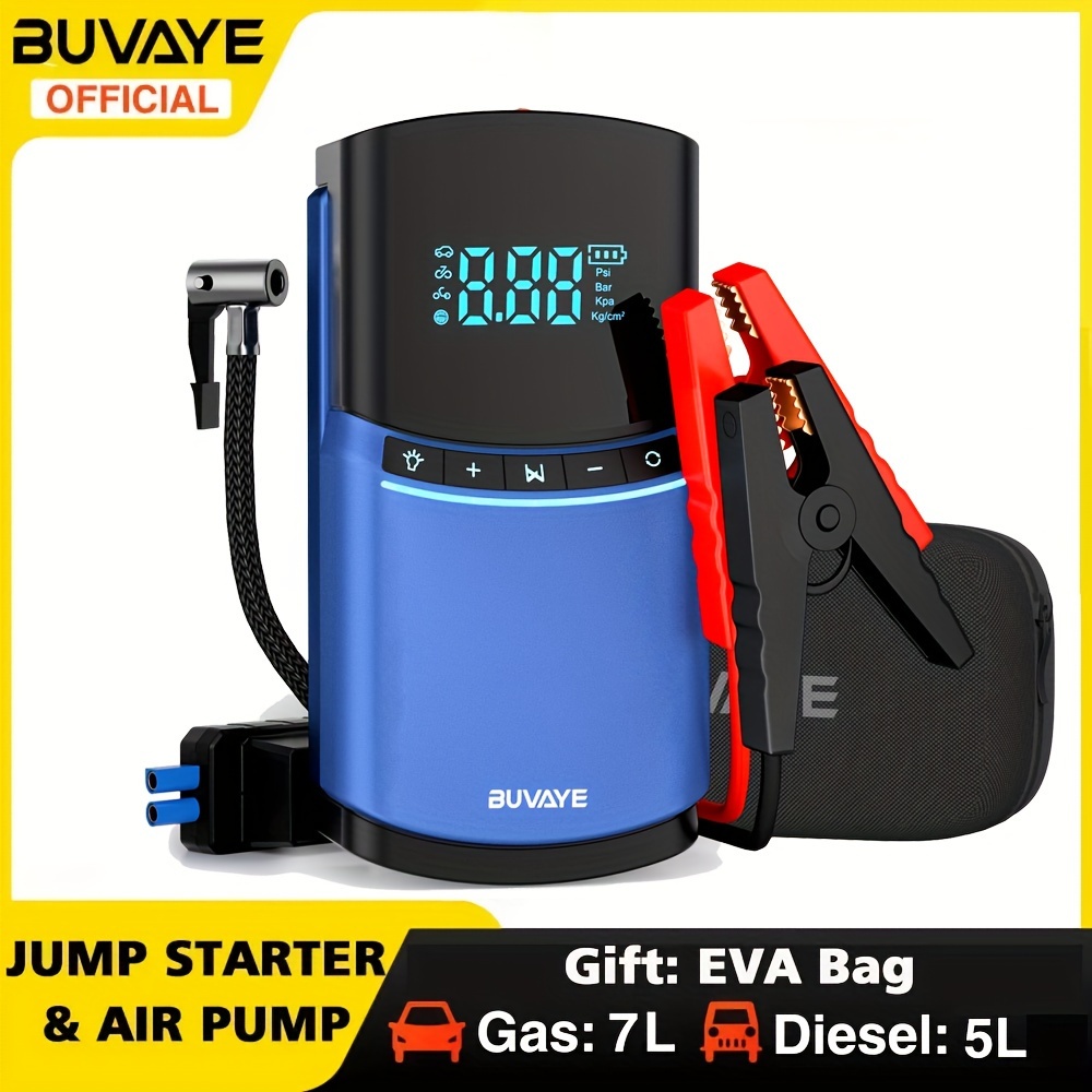 

Buvaye 4 In 1 Car Jump Air Pump 150psi Tyre Compressor 2000a Device 12000mah Power Bank Digital Inflatable Pump