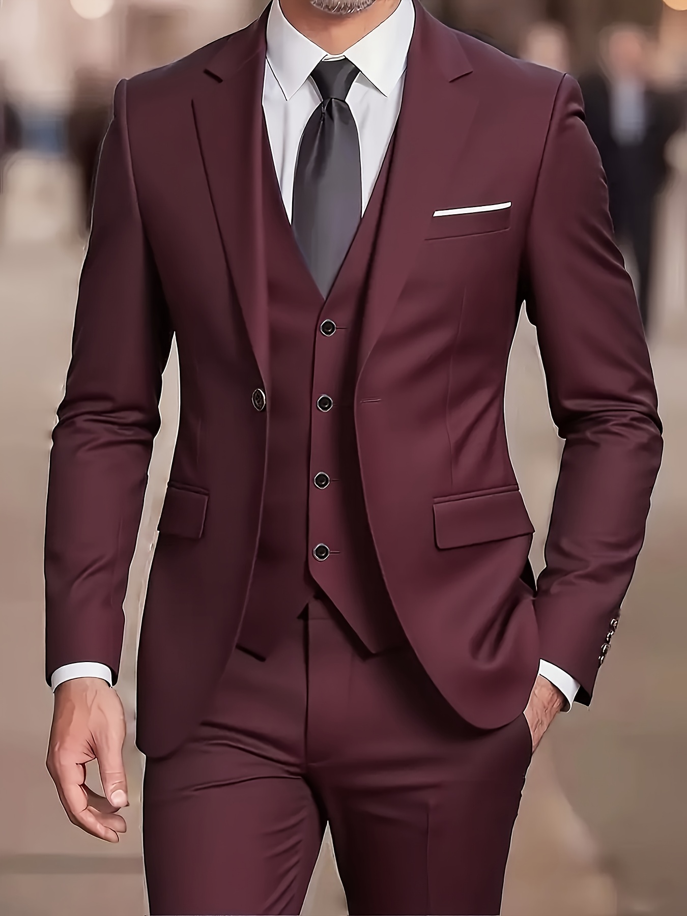 Men'S 3pcs Suit, Including a Blazer, Vest, And Trousers, Stylish And High-Quality.