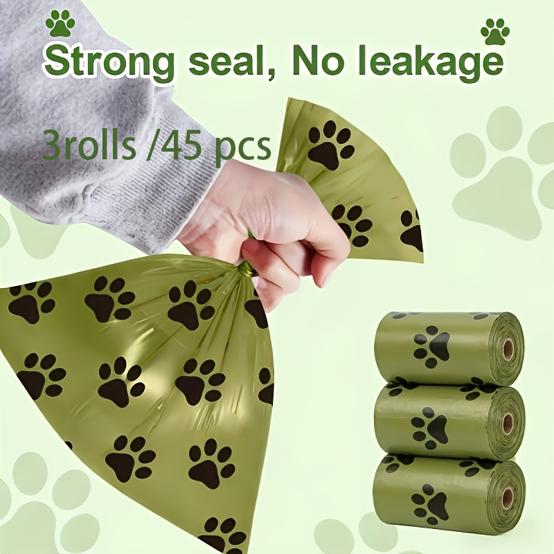 TEMU 3 Rolls/45pcs Pet Poop Bags, Portable Pet Waste Filling Roll Durable Leak-proof Pet Waste Bag, Pet Cleaning Supplies, Dog Poop Bags Pet Waste