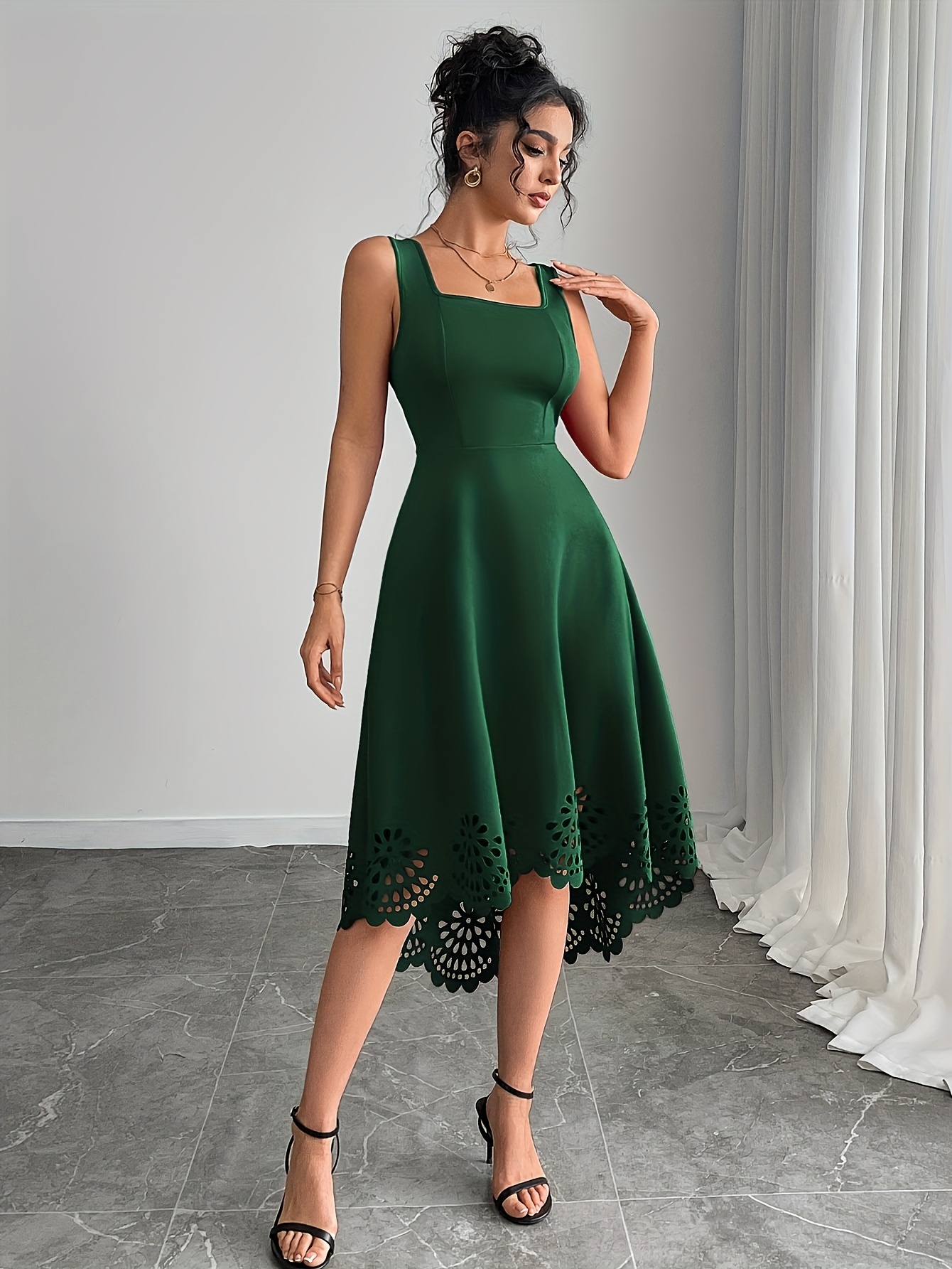 green emerald velvet dress Baltic Born Womens Natia Tank Dress | Teal