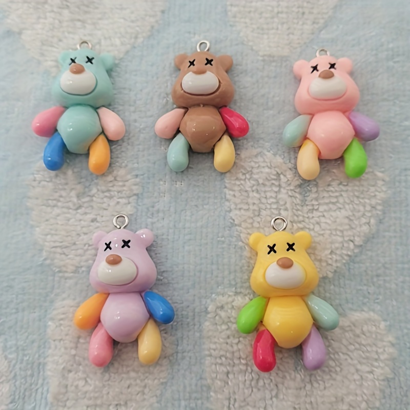 

10pcs Cartoon Bear Resin Charms, Making, Earrings, Necklace Pendants, Keychain Accessories, Crafting Supplies, Animal Theme, Cute, Resin Material