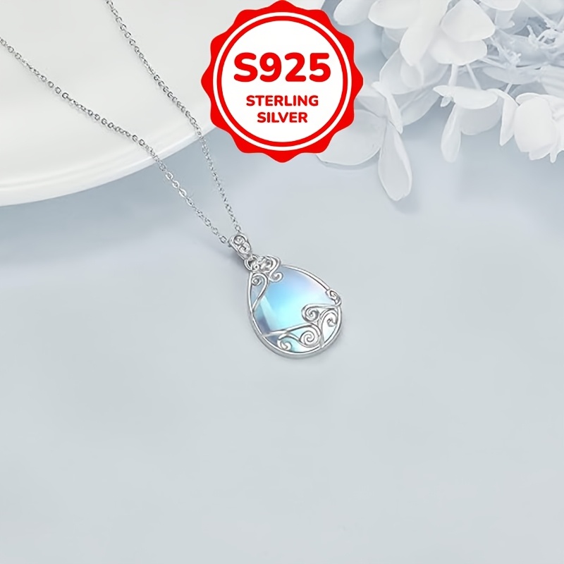 

1 S925 Silver Exquisite Teardrop Pendant Women's Necklace Inlaid With Exquisite , Suitable For , Women's Jewelry Gift, Hypoallergenic Silver Weight 4.5g