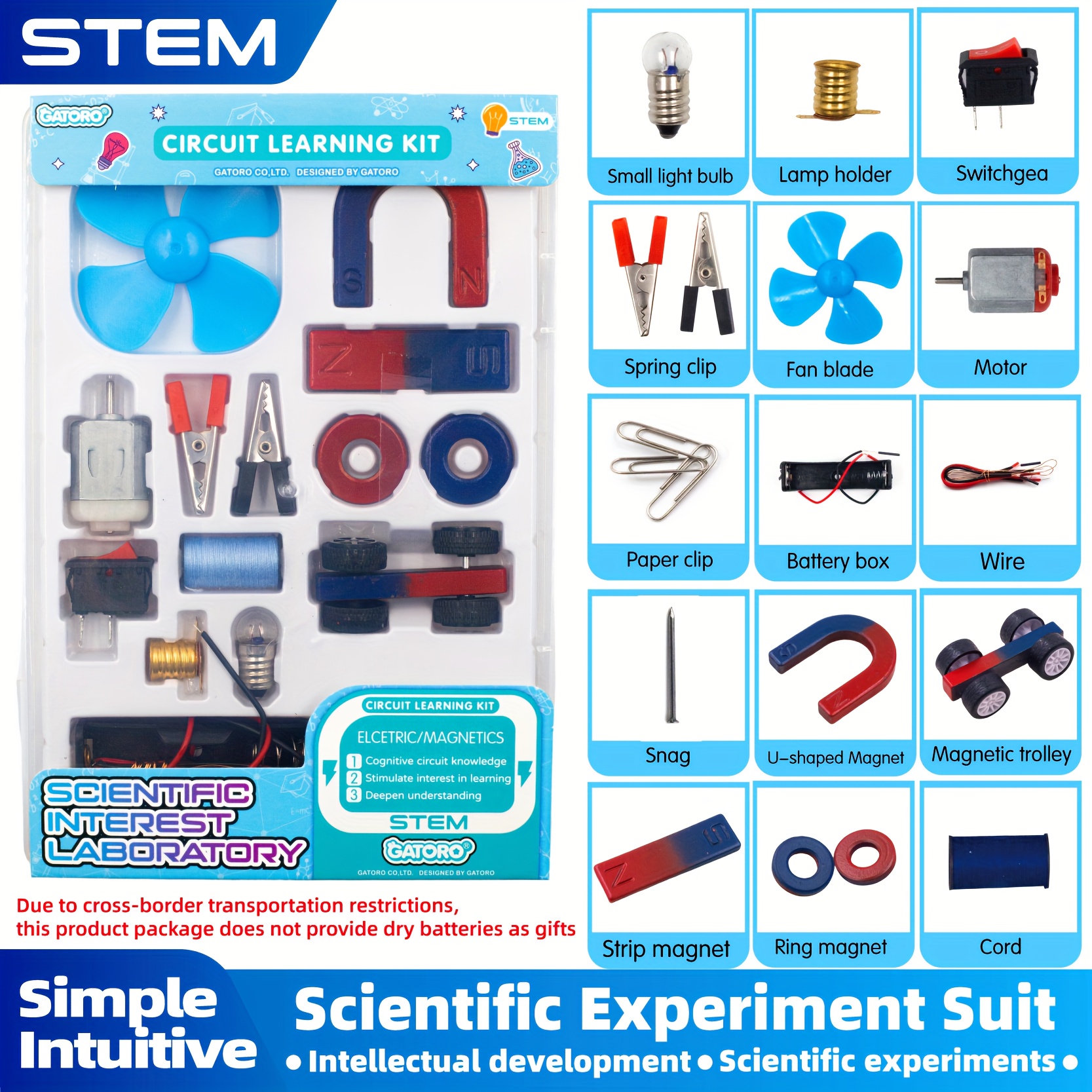 stem circuit with led bulbs battery box lamp holder switch educational science experiment set for teachers international science education organization english instructions science international science education materials stem project bo Product details 6