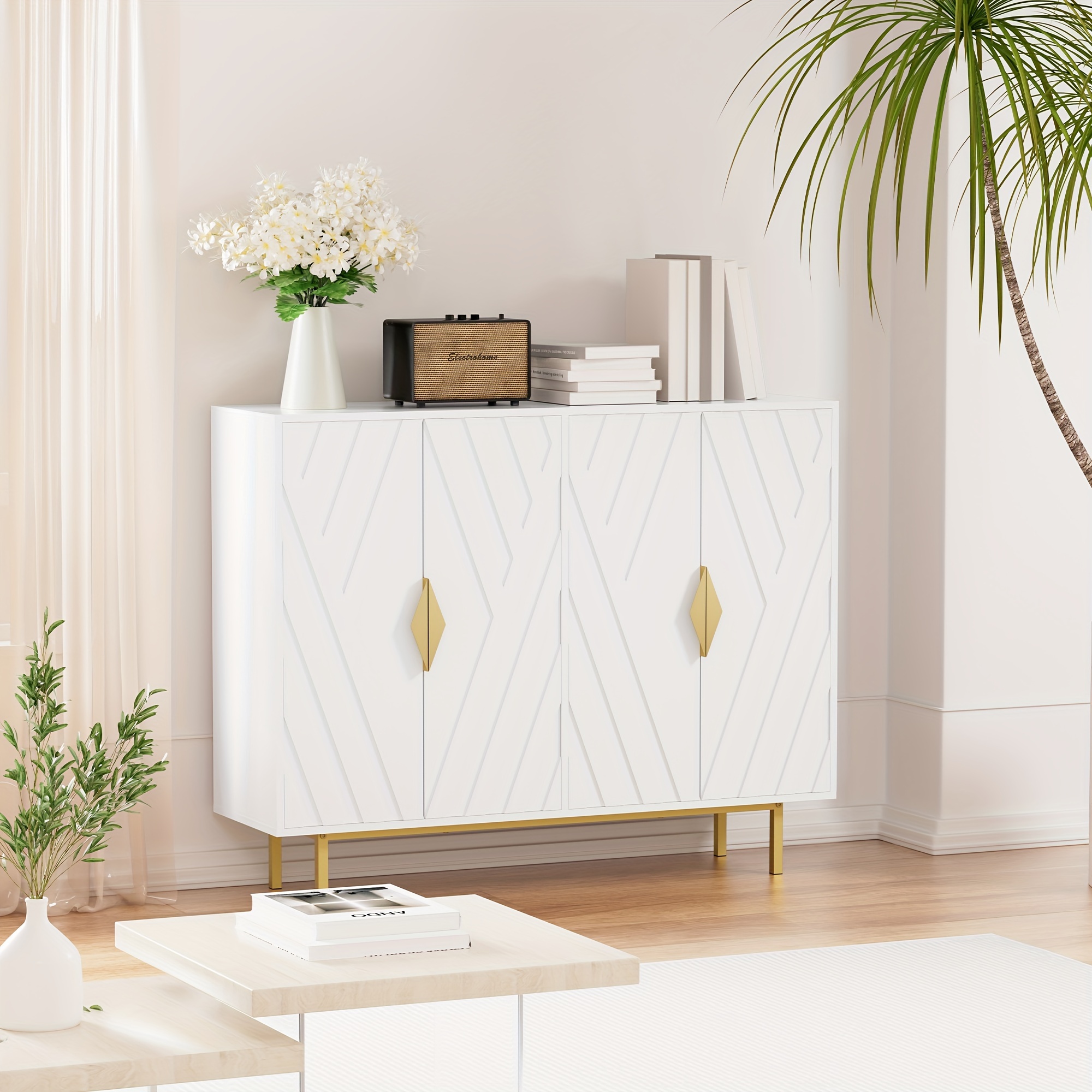 47-Inch Modern Sideboard Buffet Cabinet - 4-Door Storage Console
