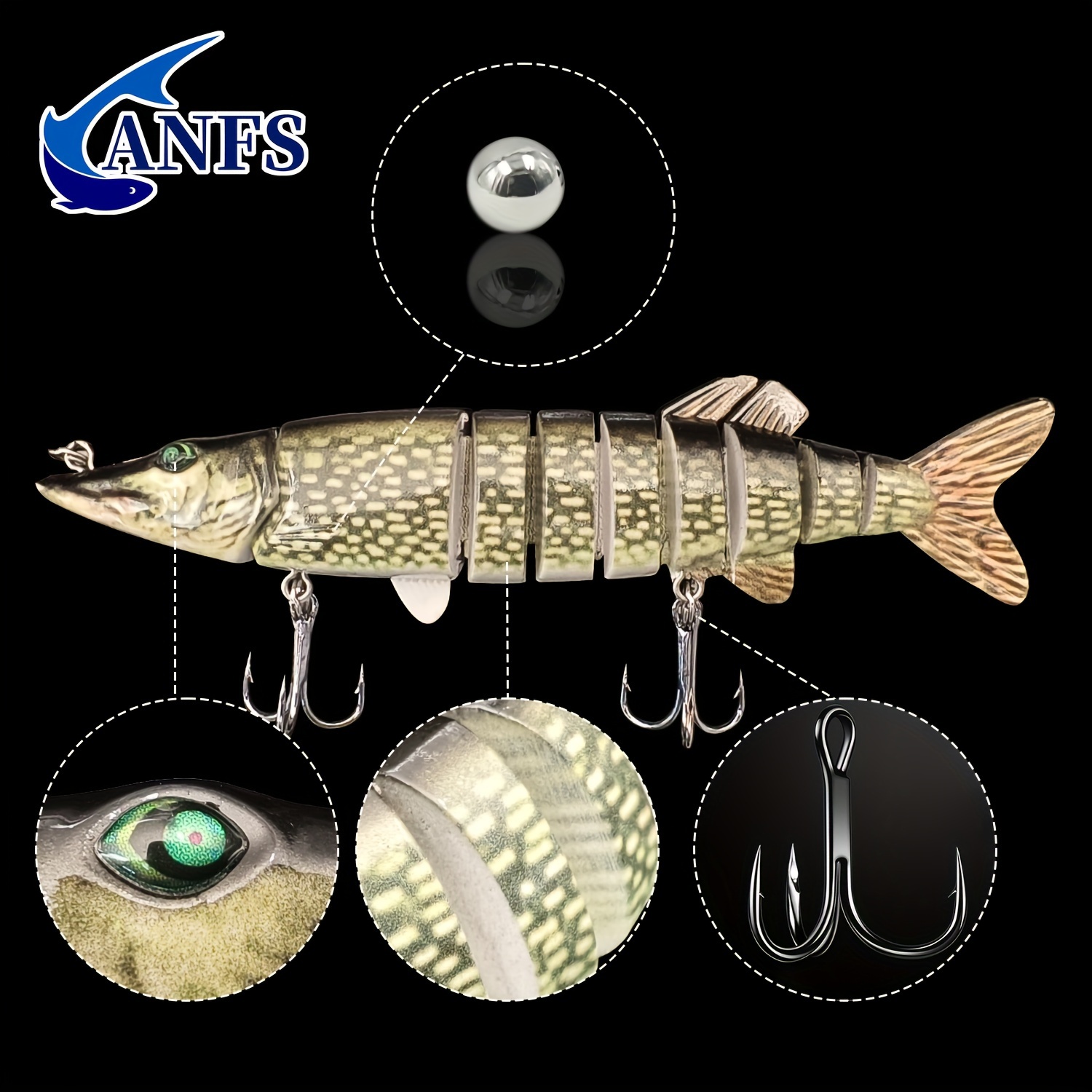 Lot de 2 leurres de pêche réalistes multi-articulés à 8