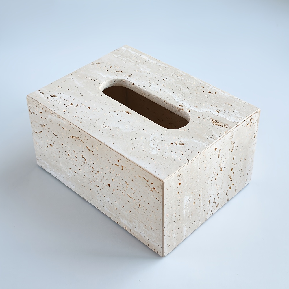 1pc Light Luxury Marble Tissue Box, Hand Towel Box, Countertop Home Living Room Bathroom Creative Hotel Tissue Dispenser