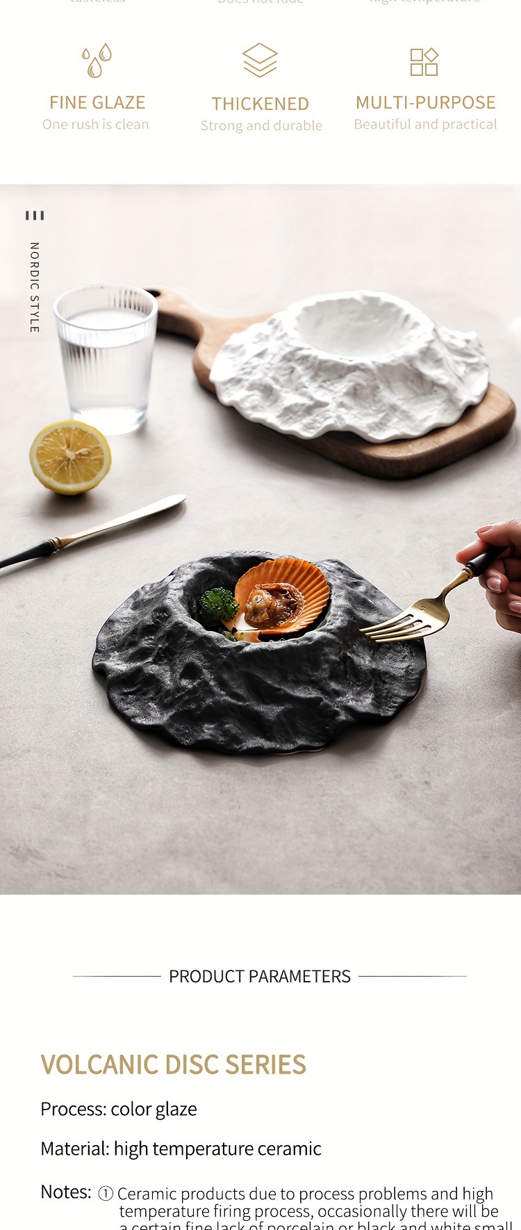Elegant Ceramic Serving Platter - Rectangular, Versatile for Steak, Breakfast, Desserts & Salads - Perfect for Home and Restaurant Use