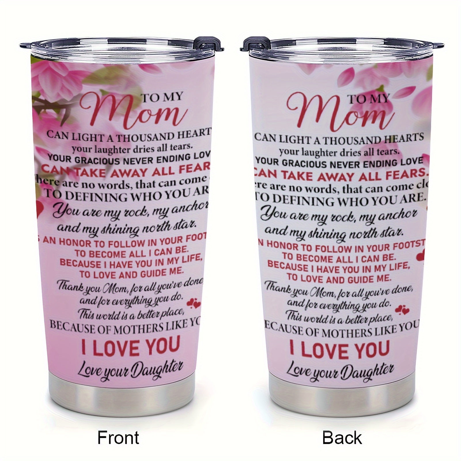 

1pc, Stainless Steel Tumbler For Mom, Insulated Travel Water Bottle With Lid And Straw, Loving Message From Daughter, Vacuum Sealed Drinkware For Hot & Cold Beverages, Ideal Gift For Mother's Day