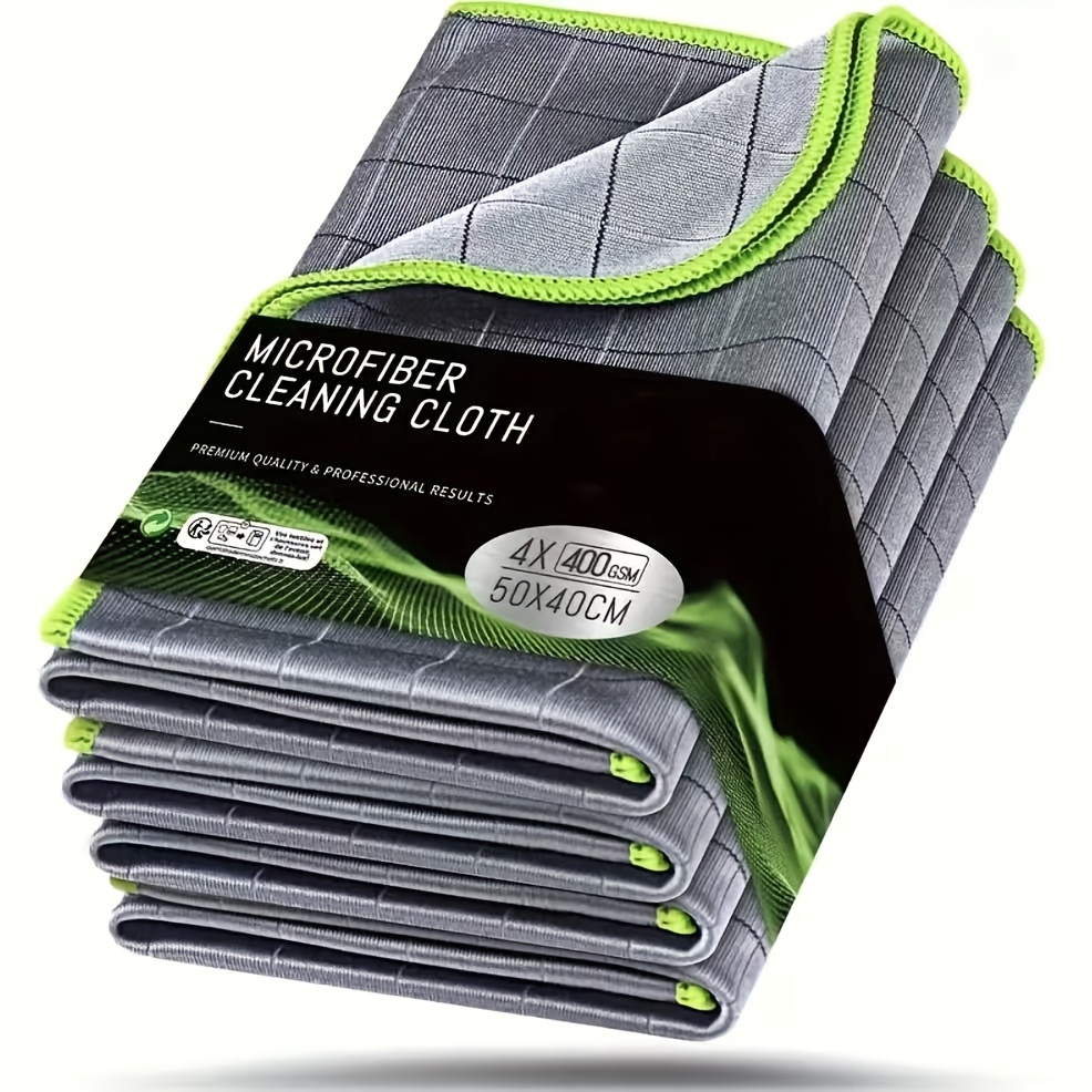 E-shop 4er-Pack Superfeine Faser Auto Reinigungstücher | Glasfenster Poliertücher, Geeignet für Auto Detailing und Glaspflege, Großes Handtuch ohne