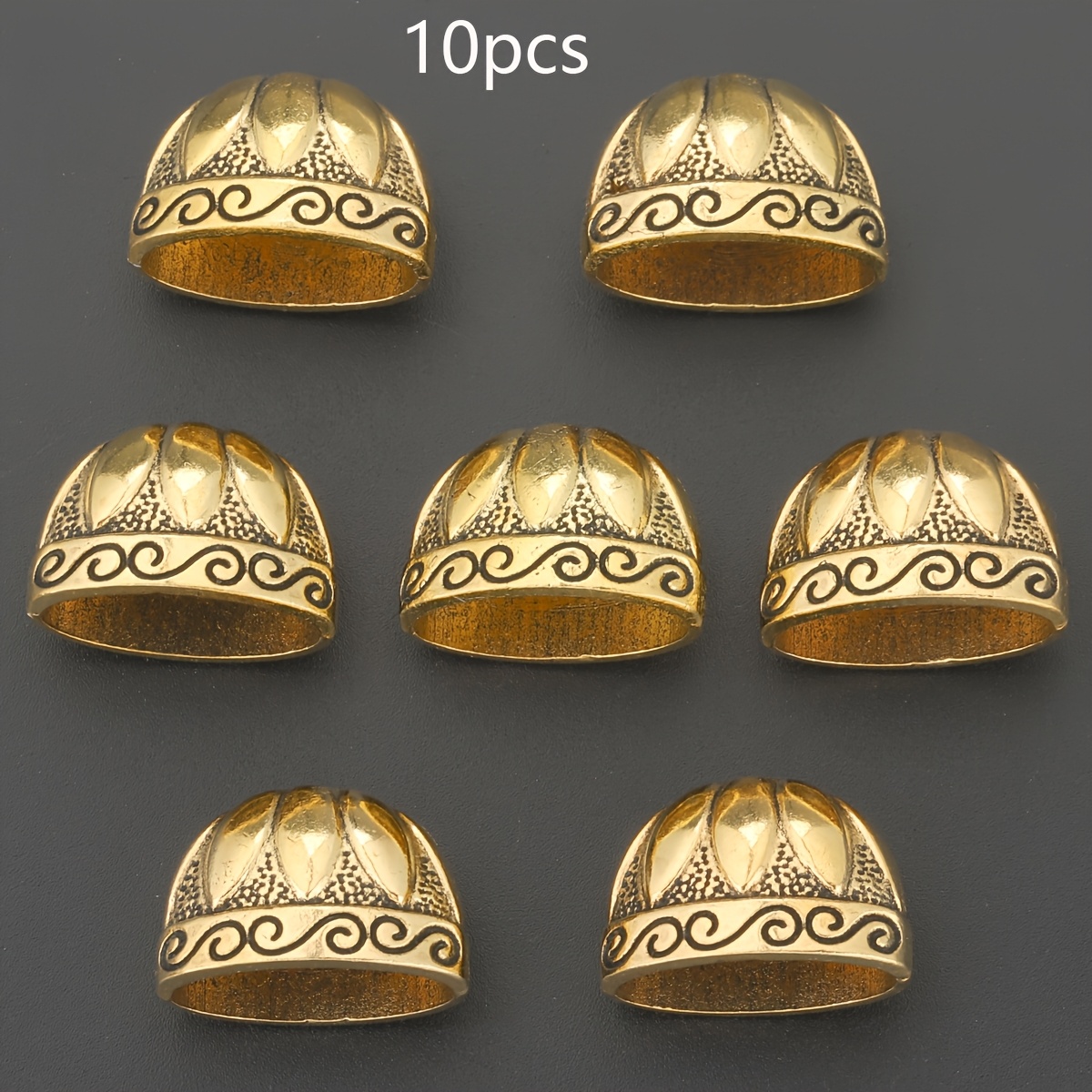 TEMU 10pcs Antique Shaped End Caps, Three-dimensional Textured Bead Caps, . 19mm, Alloy Loose Spacer Beads, Tassel End Caps, Earring Bail Settings,