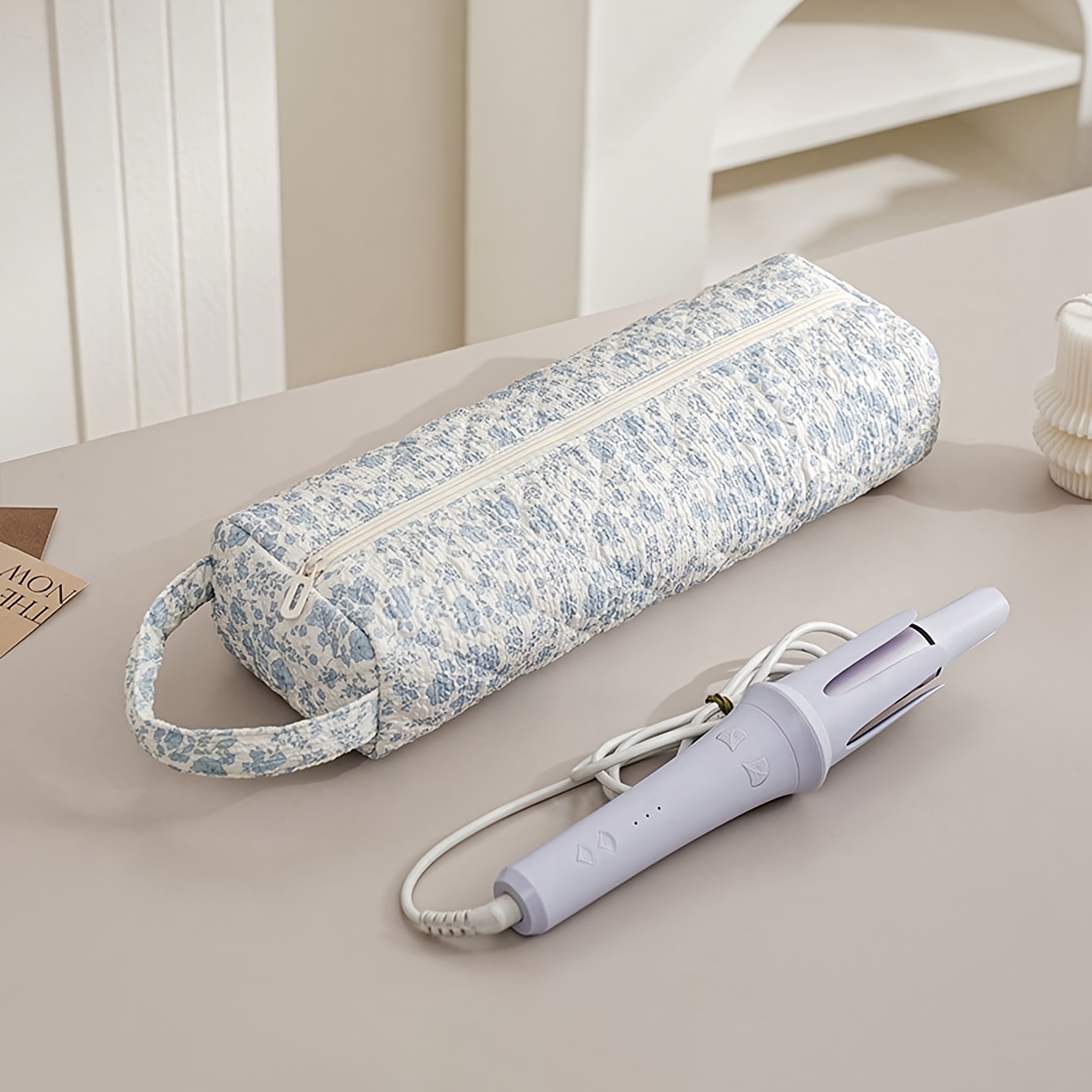 TEMU Stylish, Large-capacity Curling Iron/straightener Storage Bag; High-quality Handheld Cosmetic/toiletry Bag; And Drop-proof; Various Patterns;