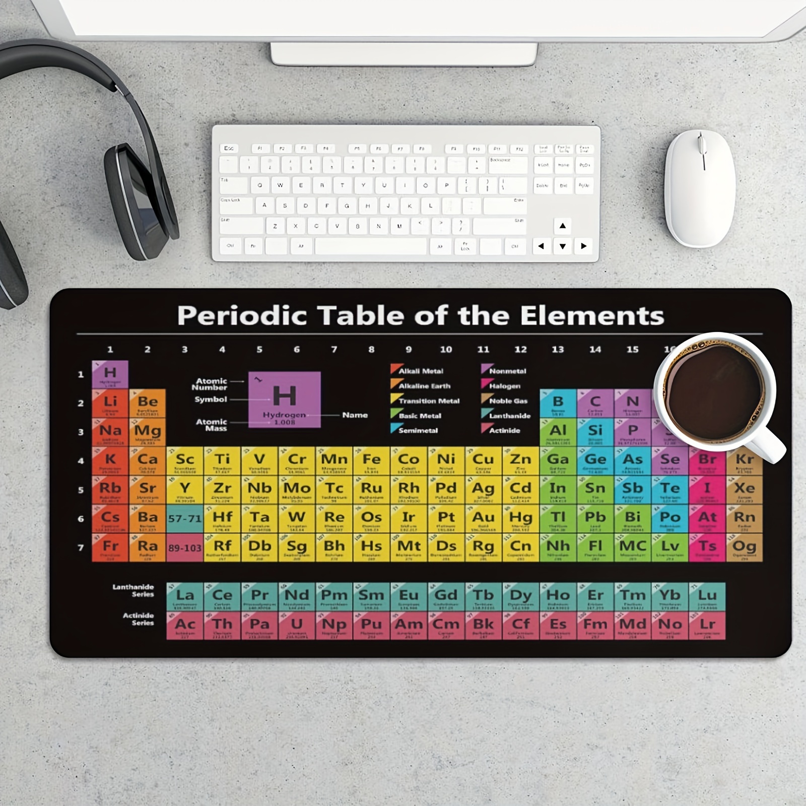 

1pc Periodic Table Of Elements Large Mouse Pad, Cool Design For Women Rectangle Mousepad, Non-slip Rubber Mouse Mat, Suitable For Office Computers, Laptops 30x60cm/23.6*11.8 In