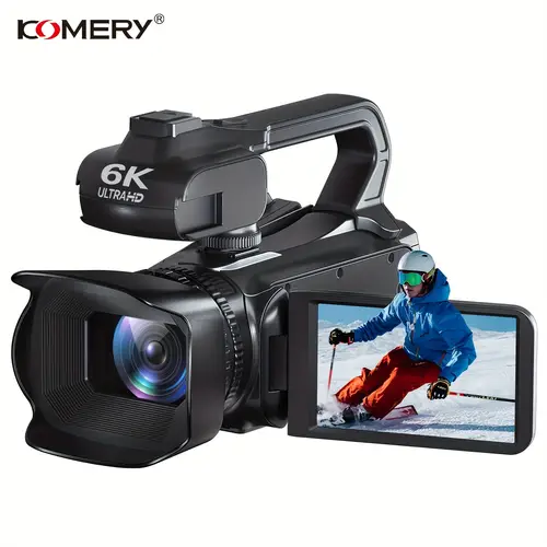 camera camcorder 6k 18 zoom night handheld stabilizer grip with case cover vlogging 4 0 inch 270 degree rotating ips and 2 4g remote control microphone 64gb storage card lens hood perfect gift for graduation thanksgiving and christmas