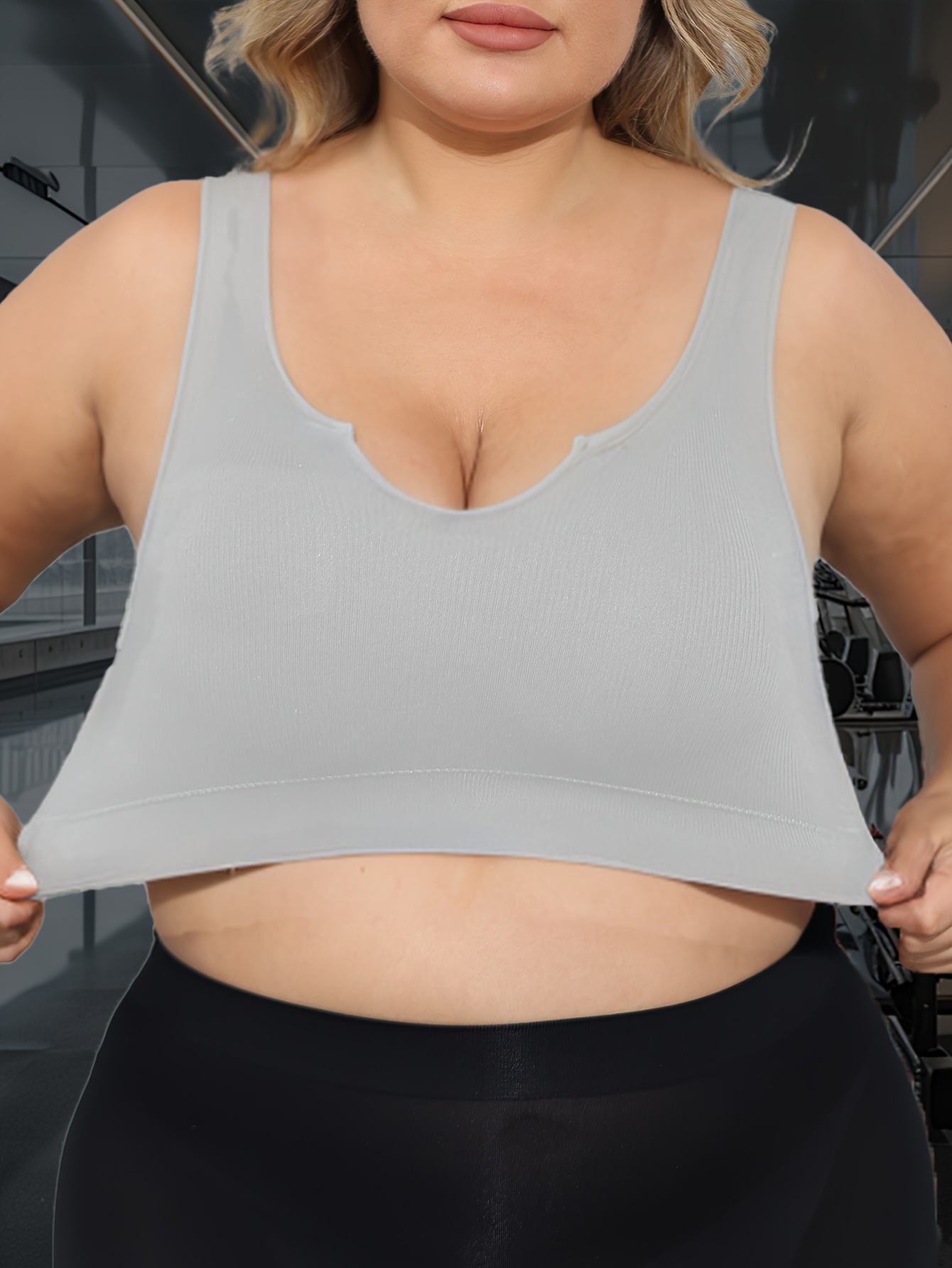 Women'S Daily Casual Low-Collar Non-Removable Chest Pad Bra, Seamless Breathable, Medium Stretch Polyamide Knit Fabric, 120g/?, Solid Color, Easy Comfortable, Sexy, for Women