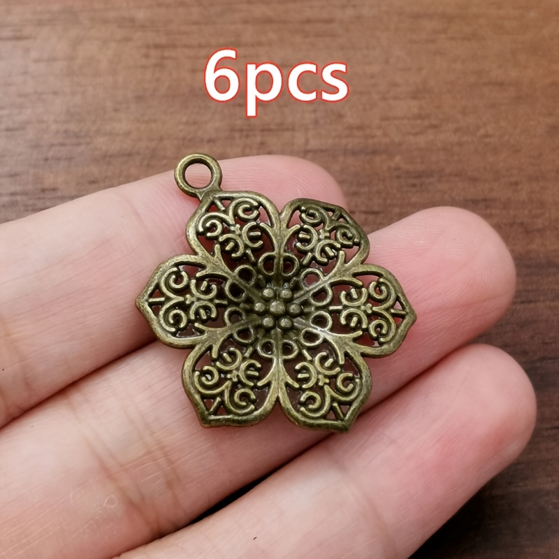 6pcs Retro Floral Charm Pendant Necklace & Earrings Set