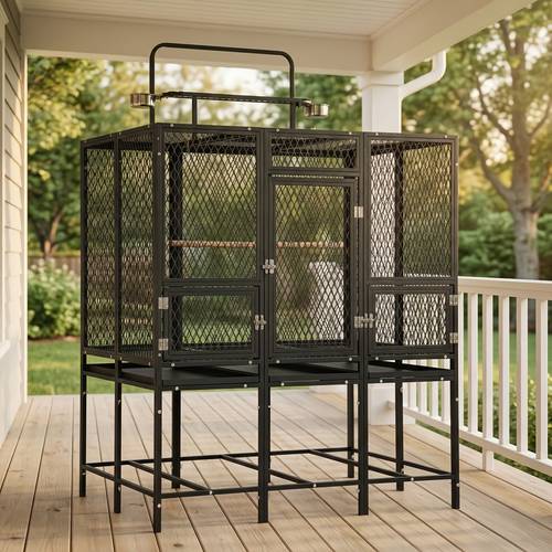 bird cage with extra wide heavy duty metal flight cage rust proof panoramic aviary for parrots cockatiels strong diamond mesh indoor outdoor