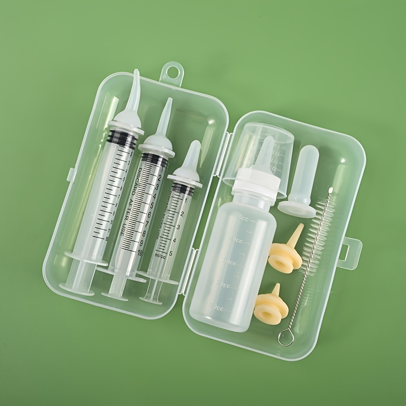 Image of 10pcs Pet Care Kit, Including Feeding Bottles, Replacement , And Cleaning Brushes. Newborn Kitten And Puppy Feeding Set, Pet Care Supplies, Feeding Bottles, Replacement , 5ml, 10ml, And 12ml Feeders