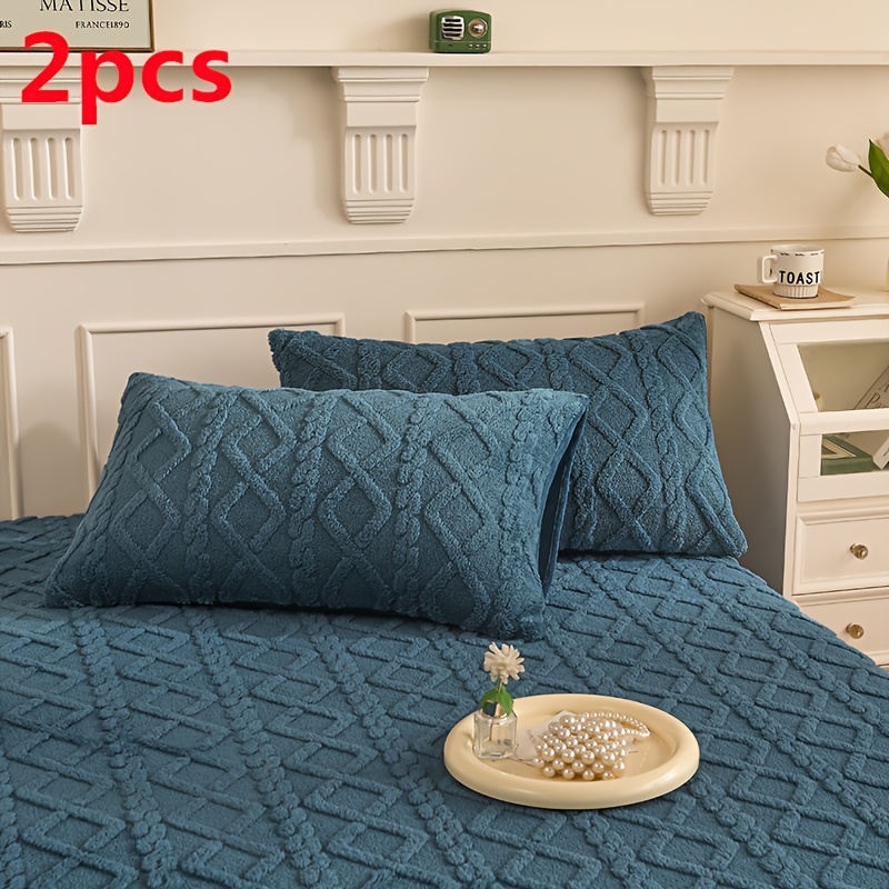 TEMU 2 New Plush Fleece Pillowcases Thickened Milk Velvet Pillowcases