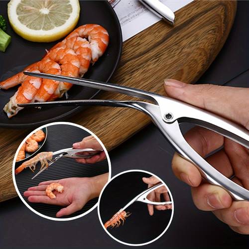 1 éplucheur à crevettes rapide en acier inoxydable - ergonomique, facile à enlever les de et à déveiner, convient aux restaurants, aux hôtels et à domicile, portable, décoratif, ustensiles de cuisine , vaisselle, ustensiles de cuisine dhôtel, outils