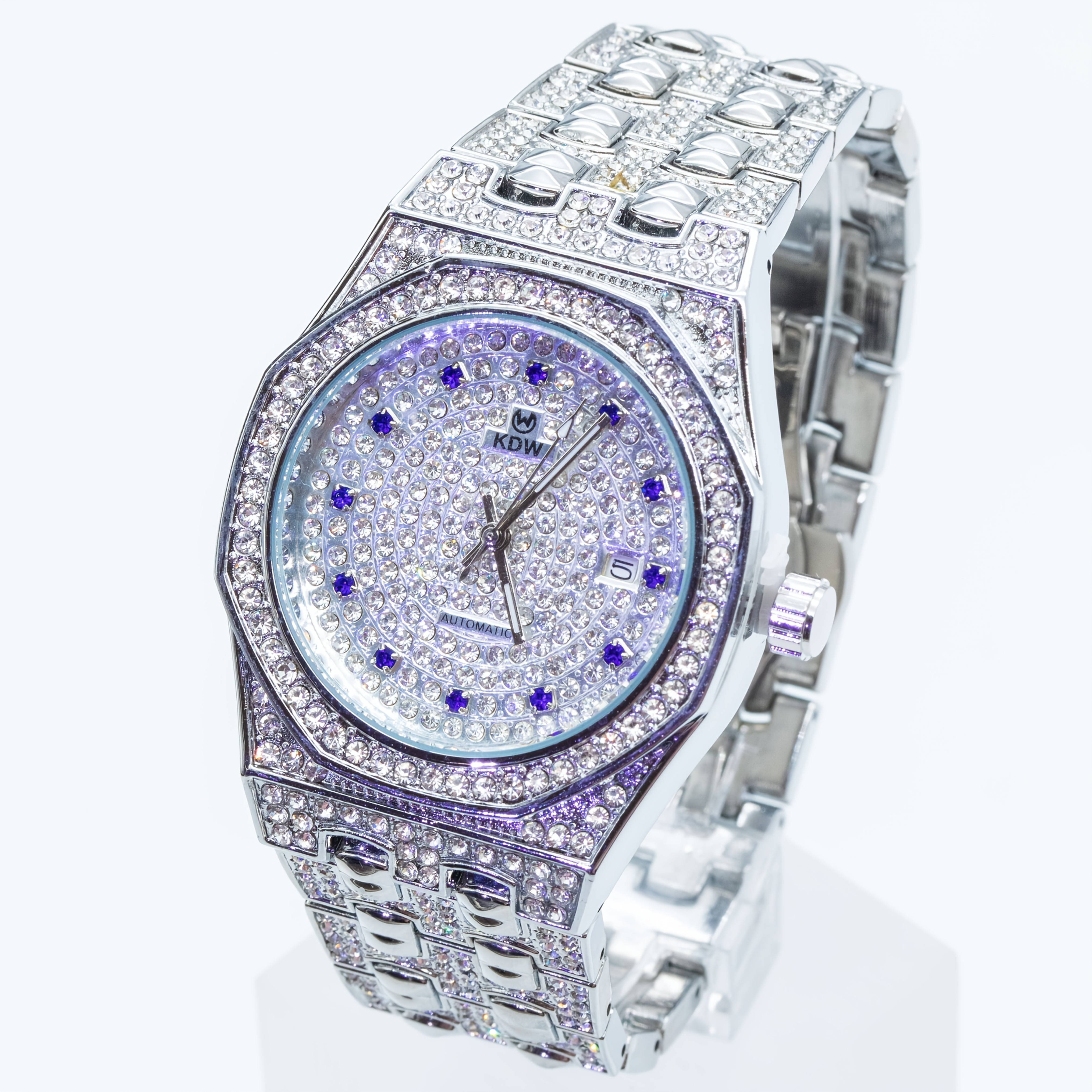 TEMU Luxury Hip-hop West Quartz Watch For Men Fully Diamond-studded Accessory Watch High-end Design Perfect Christmas Gift And , Without Battery