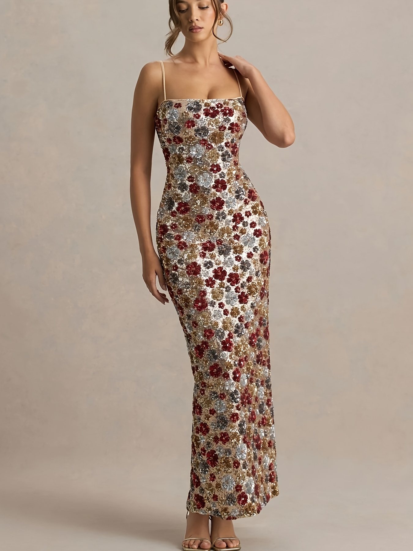 Women's Strapless Sequin Bodycon Evening Gown - Backless High-Slit Long  Dress Suitable for Ballroom Dance Parties, Weddings * - Elegant Party Dress  with Sparkling Sequin Outfit