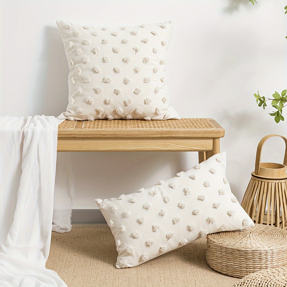 1pc Solid Color Starlight Pillow Cover Nordic Easy Wind Tufting Technology Suitable For Bedroom, Living Room, Sofa, Hotel And Cushion Cover Without Core