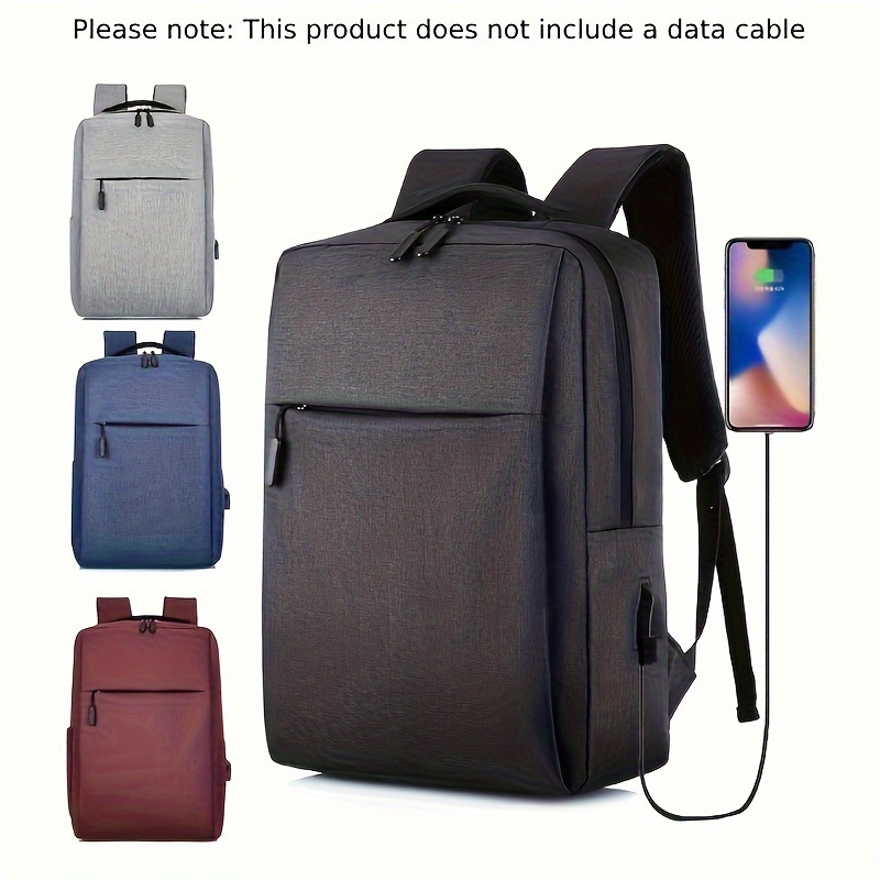 

Business Backpack, Men's Simple Solid Color Schoolbag, Outdoor Business Trip Office Computer Bag, Casual Student Backpack