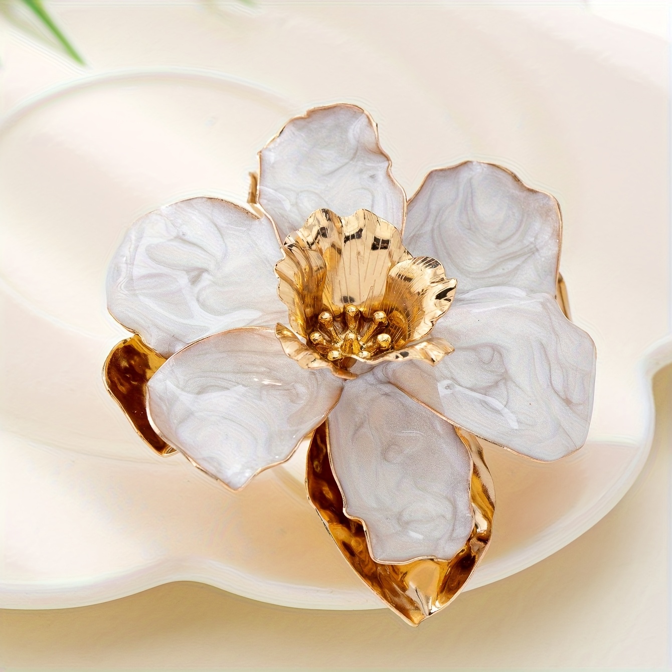 Geometric Minimalist Oil Drop Flower Ring for Women