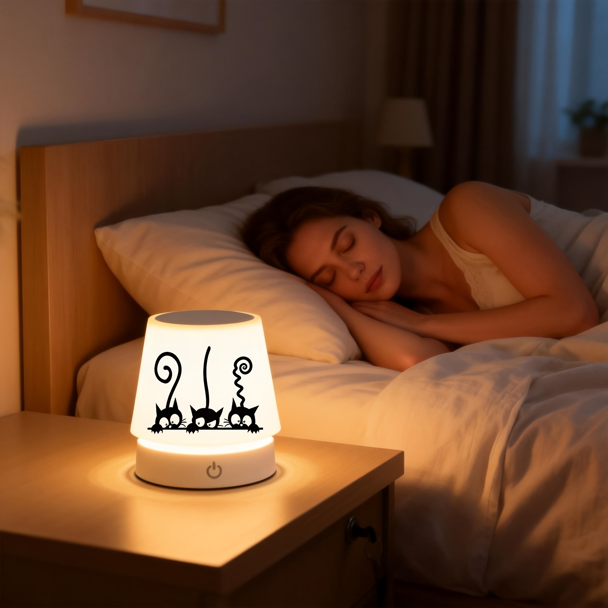 Rechargeable Desk Lamp with Cat Pattern