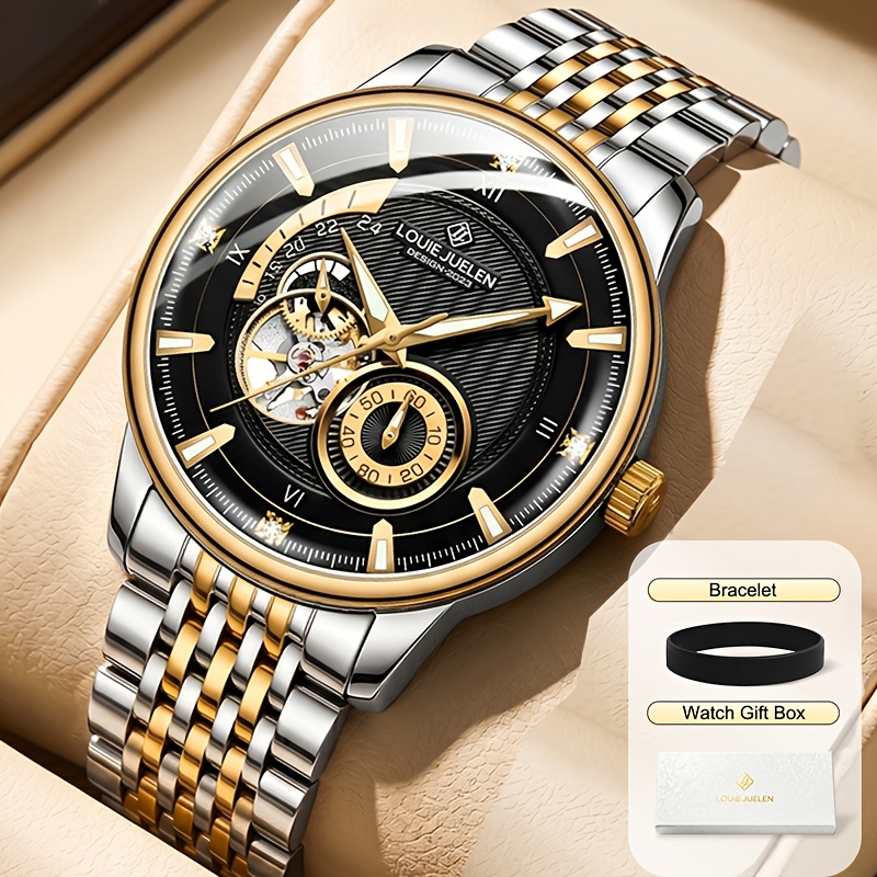 Image of Minimalist Men's Mechanical Automatic Watch With Dial And Hands, Mechanical Movement, Retro Options, Perfect For Wedding Gifts, Anniversaries, Holidays, Birthdays, And Luxurious Gifts