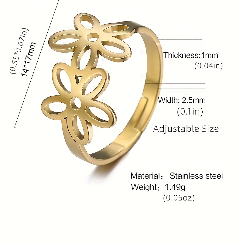 Vintage Butterfly Flower Adjustable Open Ring, Exquisite Gift