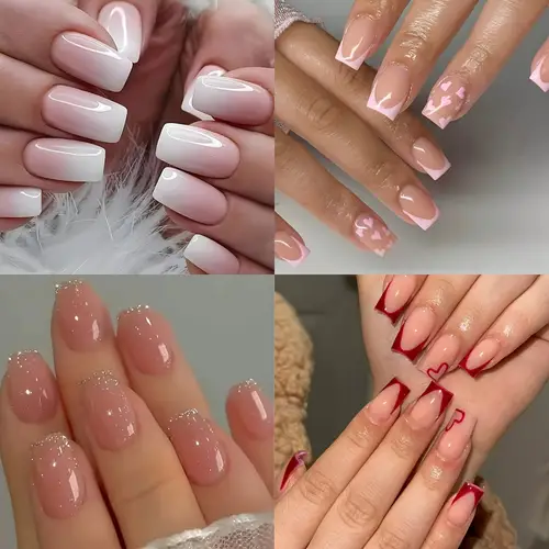 96pcs 4pcs of medium to long almond shaped patch nails stylish striped and marble patterned design with durable nails with long lasting suitable for women easy to apply reusable