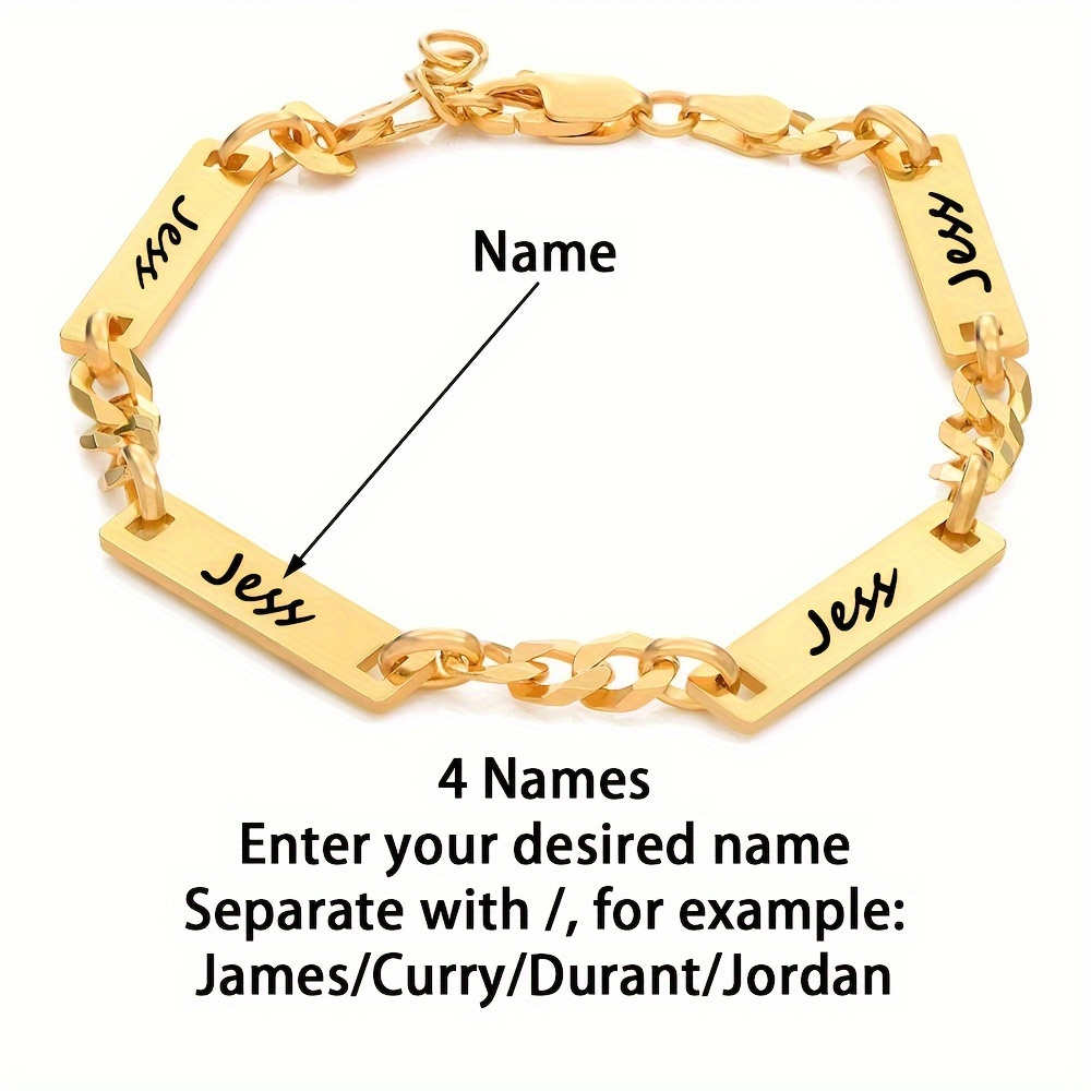 Custom 18K Gold Plated Stainless Steel Name Bracelet — Personalized Gift