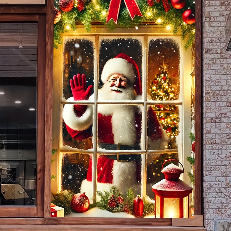 

Hego Santa Claus Window Decorations - 1pc Polyester Holiday Indoor Home Decor, Multipurpose Festive Atmosphere Enhancer For Seasonal Celebration