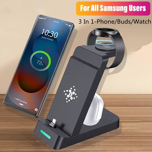 3in 1 fast charging charging stand for samsung devices for galaxy s23 s22 s21 note20 z fold 4 galaxy buds wireless charger station for galaxy watch 5 pro 4 3 for other type c phone fast charging dock station