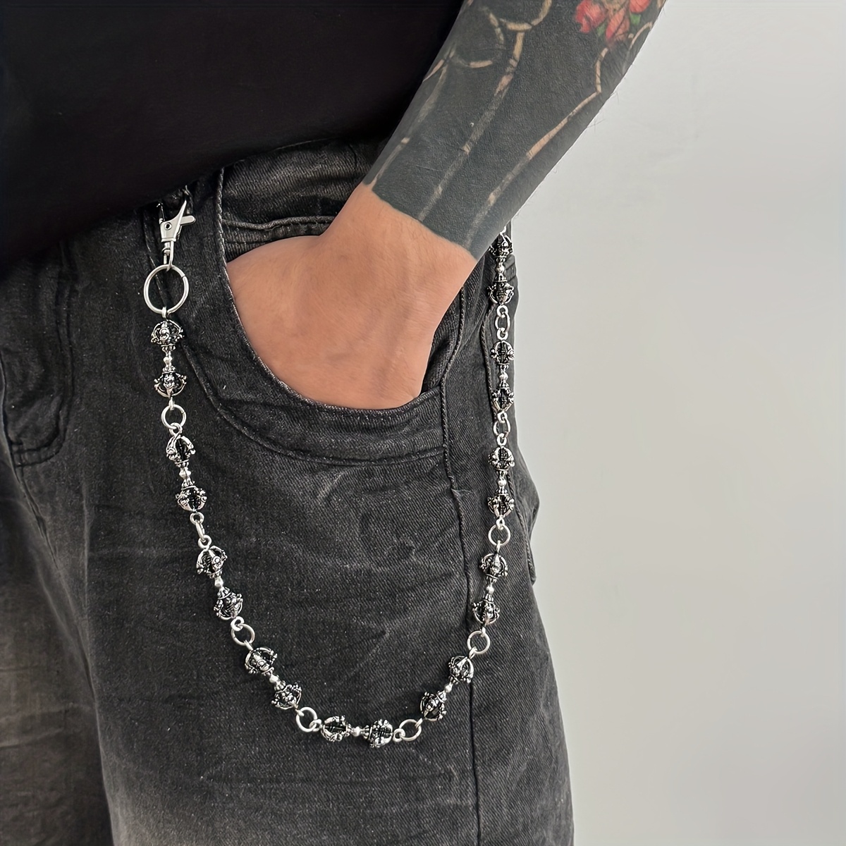 Image of Halloween Dark Horror Elements Wallet Chain Keychain Belt Chain Hip Hop Punk Jeans Chain Gothic Accessories For Women And Men