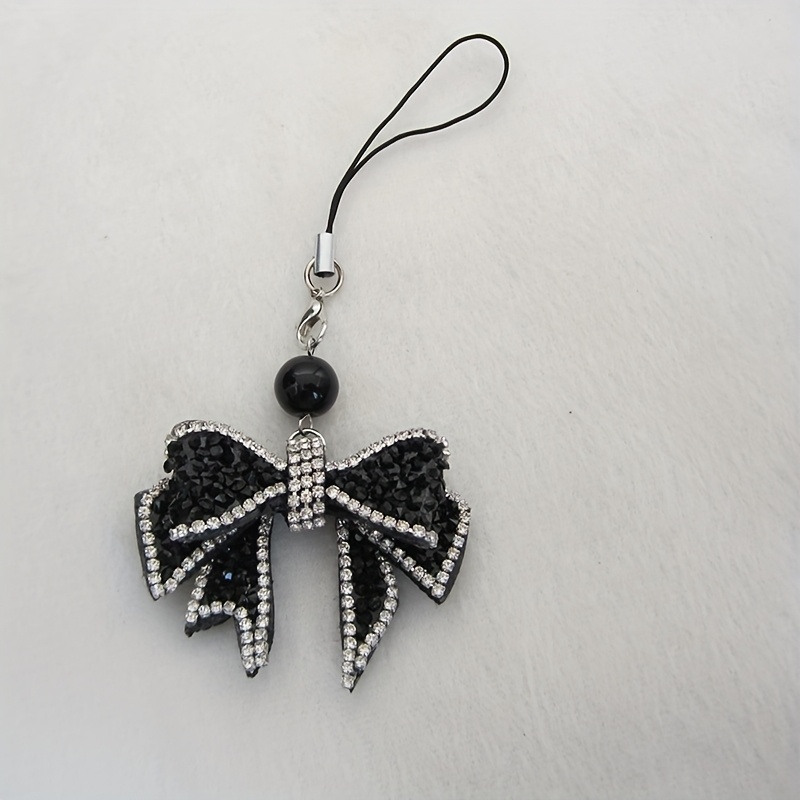 TEMU 1pc/ Fashion Phone Charm, Synthetic Crystal-embellished Bow Pendant, For Women, Luxury Phone Case, Bag And Keychain Versatile Accessory,