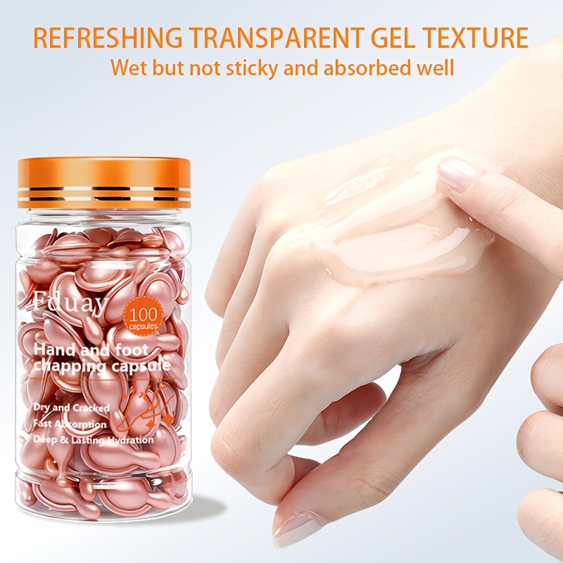 Capsule pentru mâini și picioare uscate, ingrediente naturale, hidratare eficientă, spune adio pielii uscate și crăpate, piele fină, face ca pielea să arate cu strălucire naturală și să fie mai elastică, îngrijire hidratantă exclusivă pentru piele sensibilă