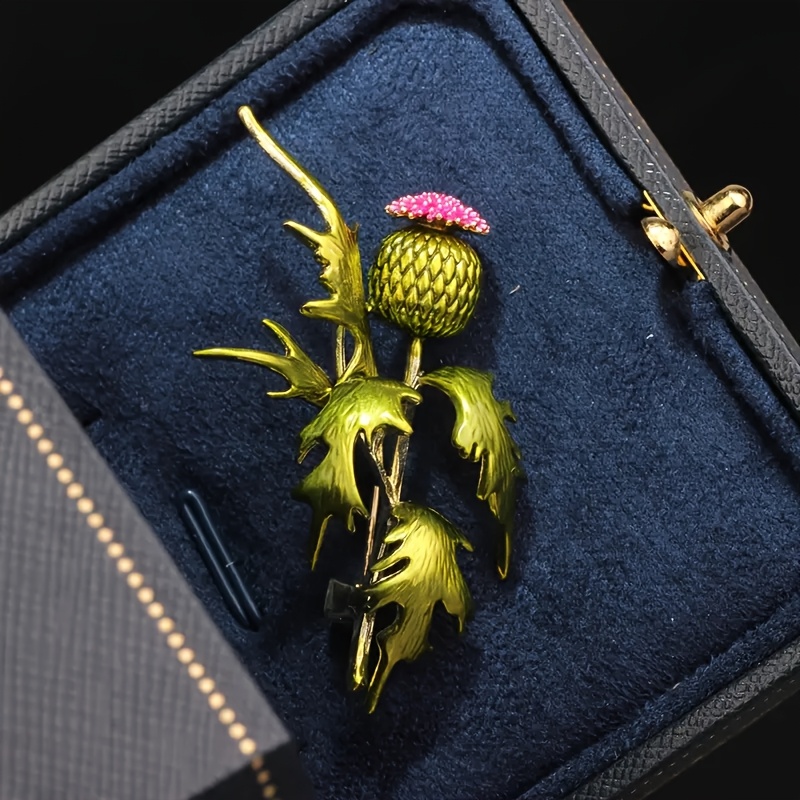 TEMU 1pc Delicate Pin Brooch Waist High-end Flower Paint Corsage Suit Wind Green Garden, Daily Wear, With Exquisite Box Packaging, Valentine's Day