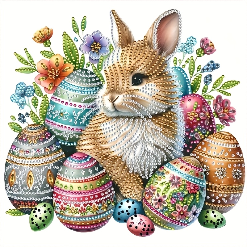 

Sparkling 5d Diamond Painting Kit - Rabbit & Eggs Design, Unique Shaped Crystals, Easter Wall Decor, 11.8x11.8 Inch Canvas, Ideal Adult Craft