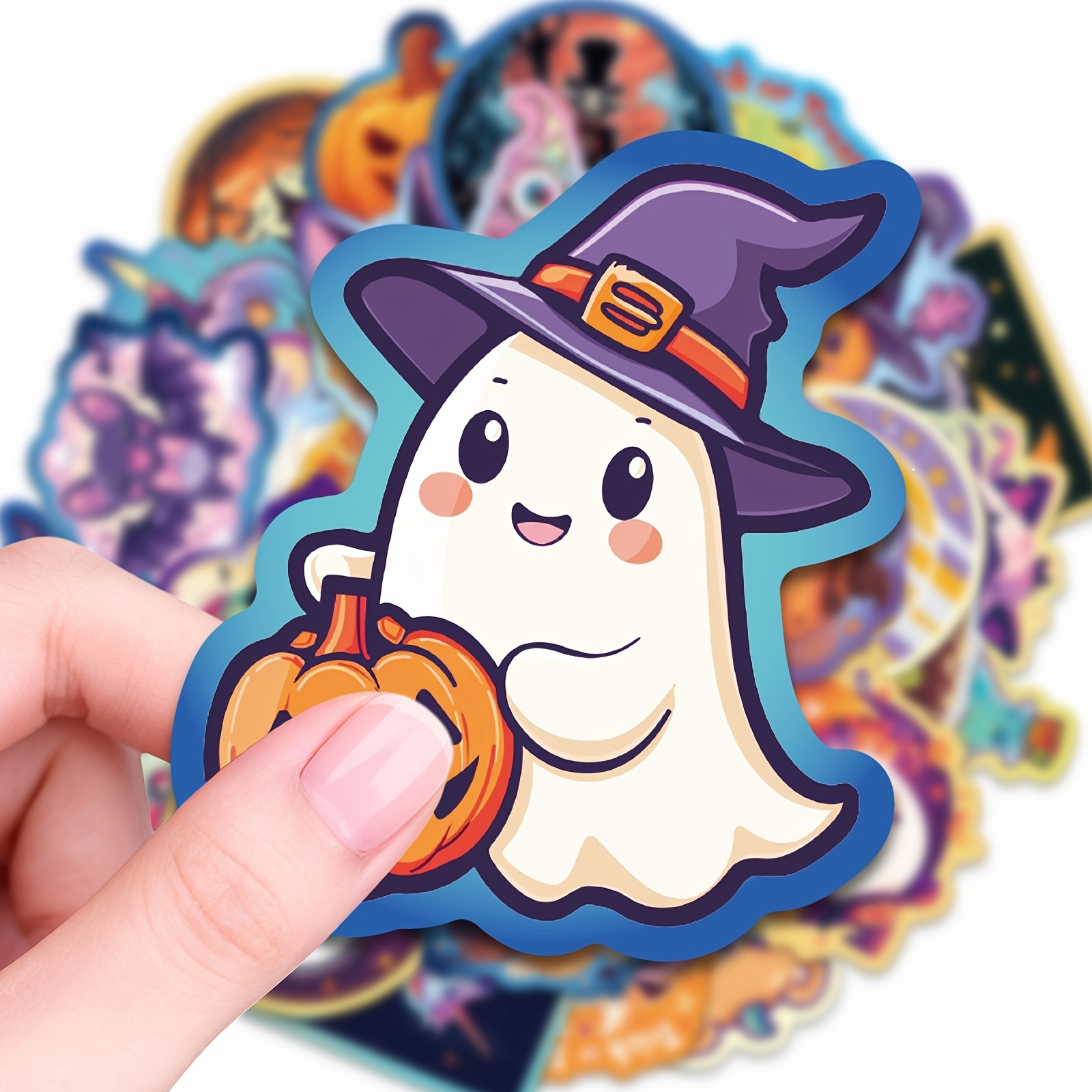 TEMU 50 pegatinas creativas de Halloween surtidas, ideales para decorar laptops, tablets, equipaje, teléfonos móviles, patinetas, cajas fuertes,