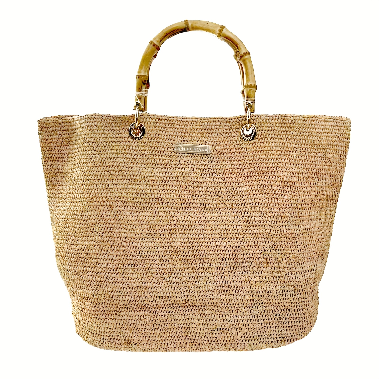 large raffia tote bag women beige brown natural - Temu Germany