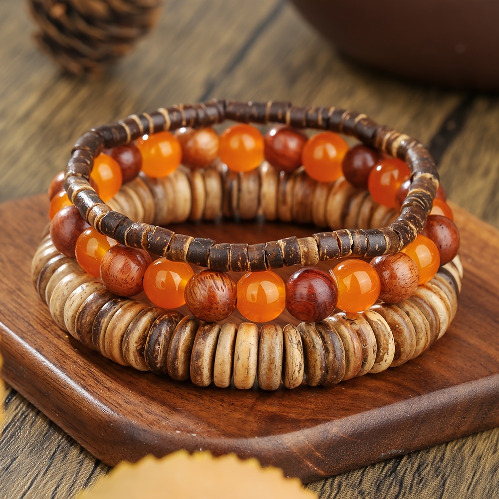 Multi-Layer Stackable Coconut Shell Bracelet Set