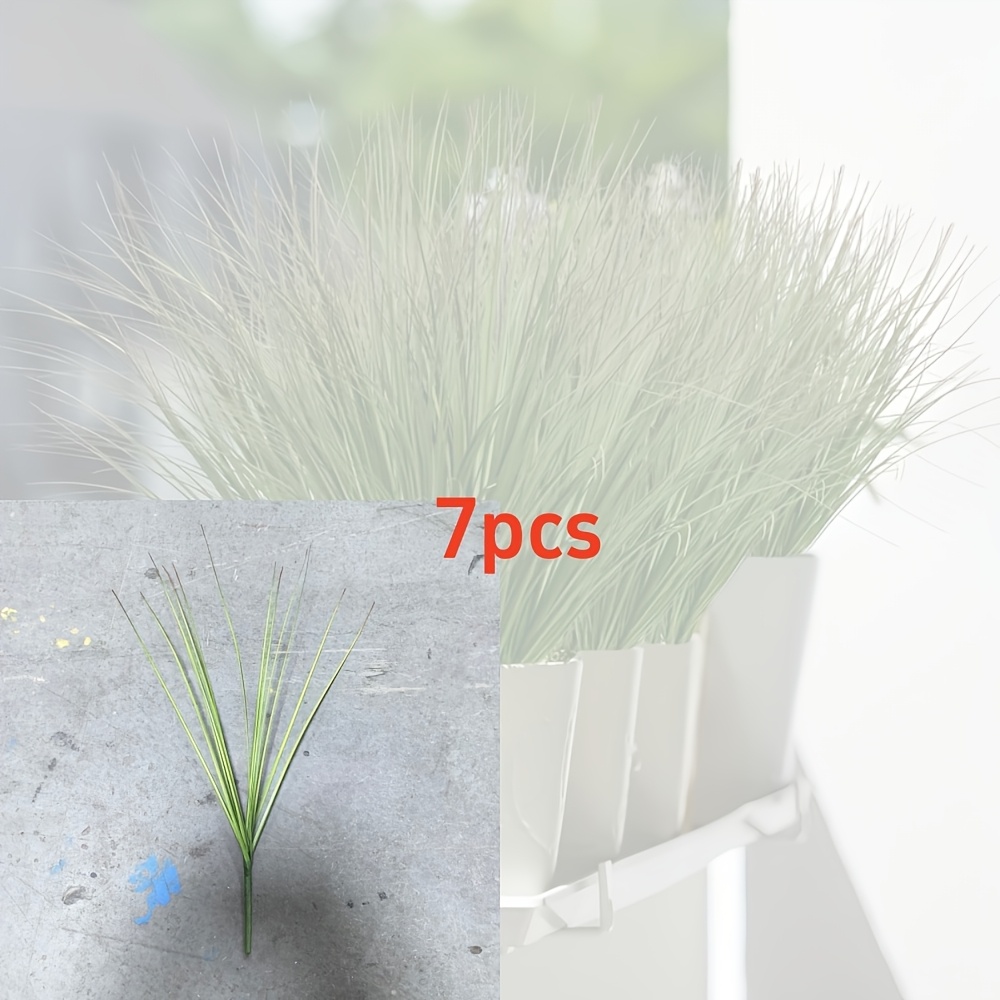 TEMU 7pcs Herbe d'Oignon, Plantes Artificielles Vertes Simulées Résistantes aux UV, Plantes Vertes Artificielles Style INS avec Tiges en Plastique,