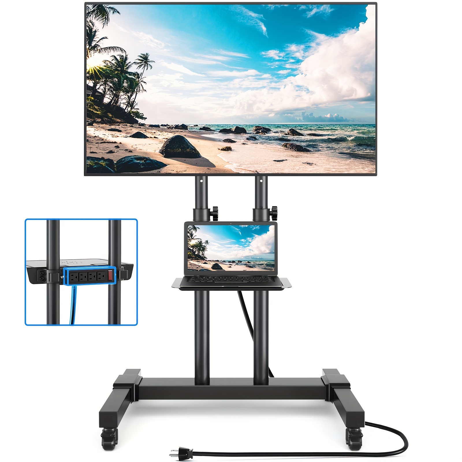 

Rfiver Upgraded Mobile Tv Stand On Wheels With Power Outlet