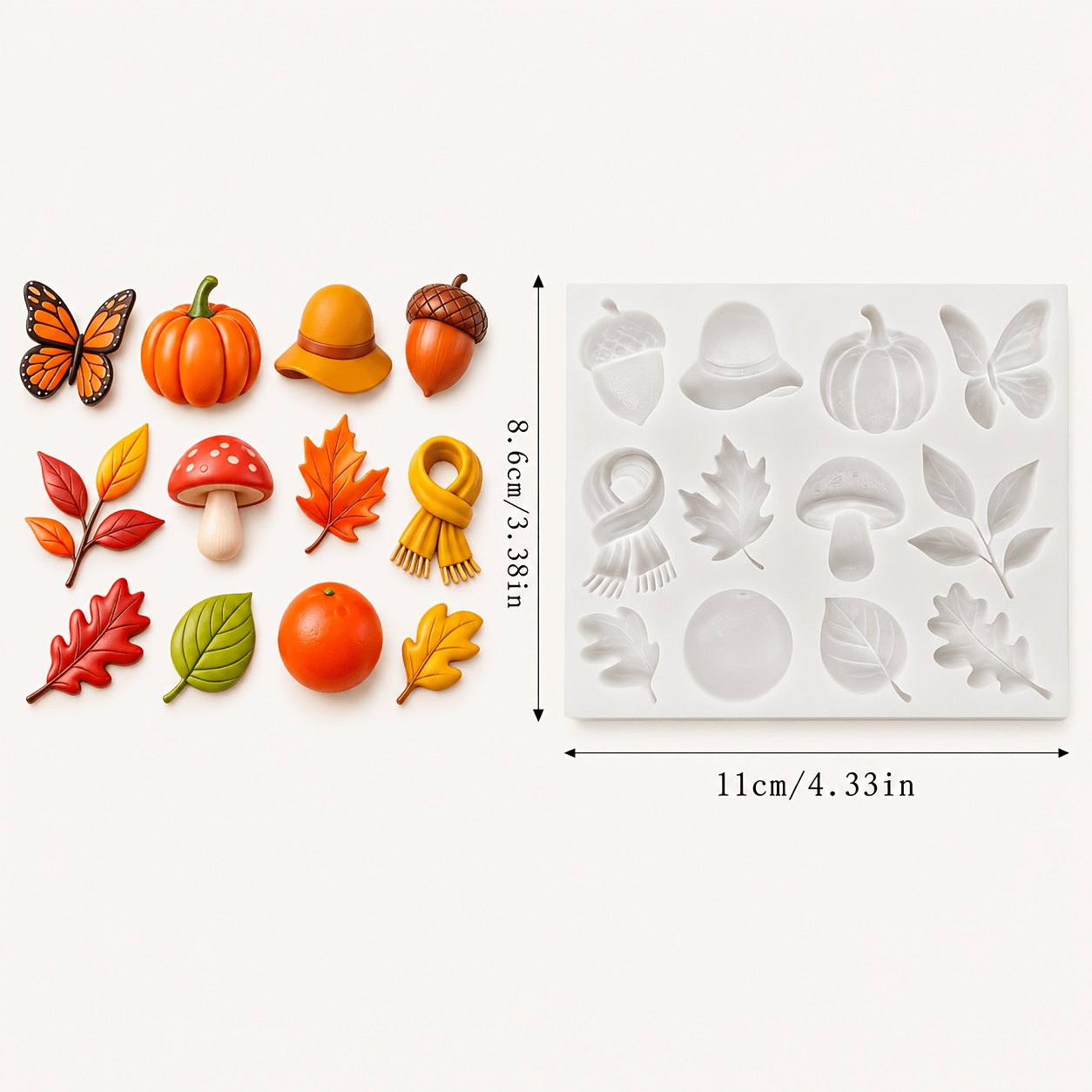 TEMU Fall Theme Silicone Mold (pumpkin/leaves//mushroom/scarf/hat/), Clay Molds,for Epoxy Plaster Cement Clay, Diy Keychain Charms Pendants Earrings,